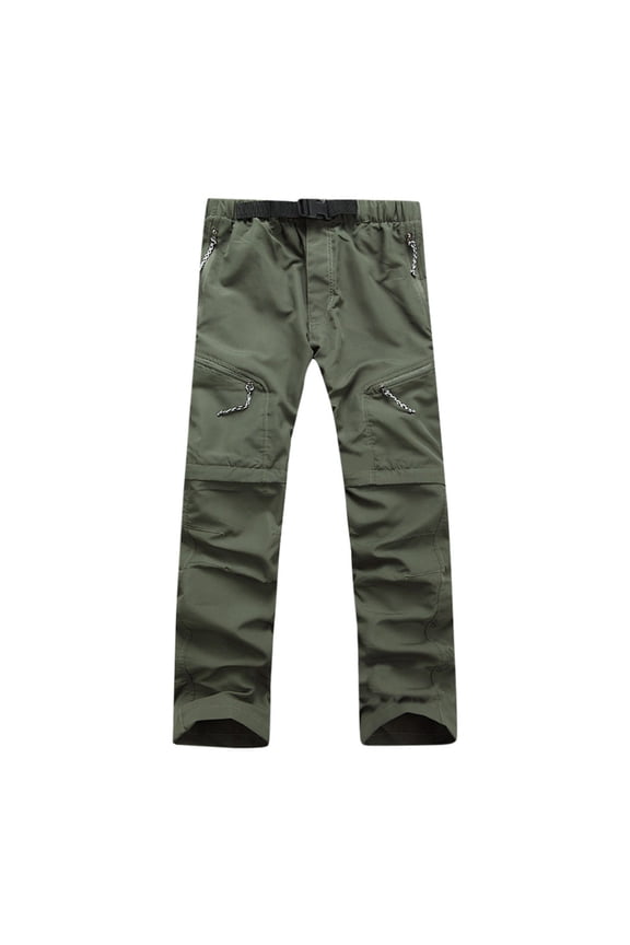 Men's Convertible Cargo Pants Water Resistant Lightweight Zip Pant Outdoor Travel Stretch Trouser with Pockets Army Green,L