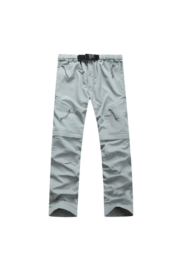 Men's Convertible Cargo Pants Water Resistant Lightweight Zip Pant Outdoor Travel Stretch Trouser with Pockets Gray,M