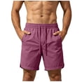 thumbnail image 1 of hlysgo Men's Drawstring Casual Shorts Elastic Waist Loose Fit Quick Dry Solid Short Summer Outdoor Daily Wear Shorts with Pockets Purple,M, 1 of 5