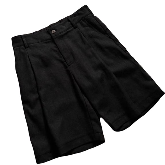 hlysgo Men's Dressy Shorts Pleat Front Casual Shorts Summer Lightweight Wide Leg Shorts with Pockets Black,M