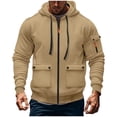 thumbnail image 1 of hlysgo Men's Fleece Casual Sweatshirts Athletic Pullover Long Sleeve Hoodie Basic Quarter Zip Pullover Sweatshirt with Multi Pockets Khaki,XL, 1 of 3