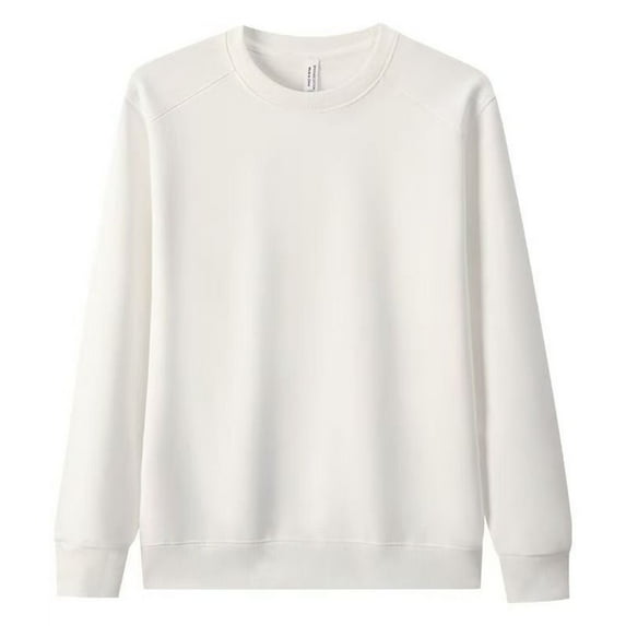 hlysgo Men's Long Sleeve T Shirts Casual Big and Tall Solid Color Crewneck Pullover Shirt Comfy Base Layer Trendy Fall Winter Basic Tees White XXXL