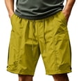 thumbnail image 1 of hlysgo Men's Quick Dry Cargo Shorts Big and Tall Drawstring Lightweight Breathable Short Sports Outdoor Shorts with Zipper Pockets Yellow,M, 1 of 6