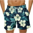 thumbnail image 1 of hlysgo Men's Quick Dry Swimming Trunks Casual Floral Printed Beach Shorts with Pockets Summer Swimwear Travel Hawiian Swim Trunk no Liner Mint Green XXXL, 1 of 5