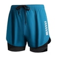 thumbnail image 1 of hlysgo Men's Running Shorts Breathable Quick Drying Sports Shorts 2 in 1 Workout Short with Night Reflective Strips Blue,2xL, 1 of 5