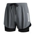 thumbnail image 1 of hlysgo Men's Running Shorts Breathable Quick Drying Sports Shorts 2 in 1 Workout Short with Night Reflective Strips Dark Gray,XS, 1 of 5