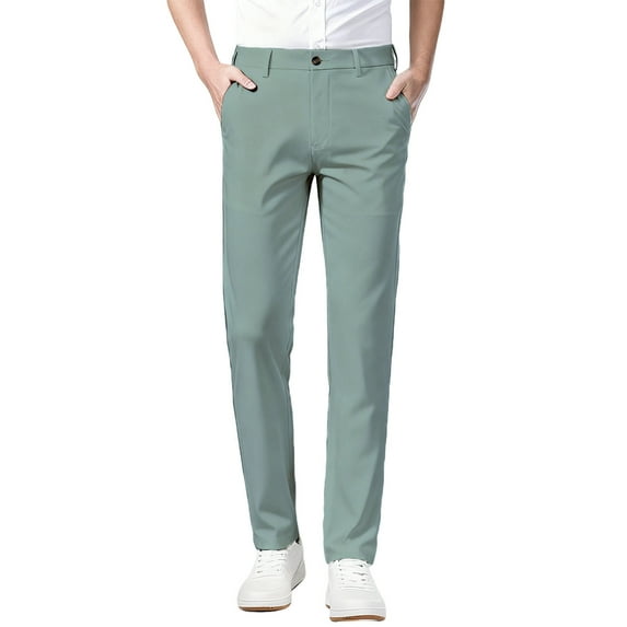 hlysgo Men's Slim Fit Dress Pants Stretch Straight Leg Dress Slacks with Flex Waistband Business Casual Solid Color Office Work Suit Pants Trousers Mint Green S