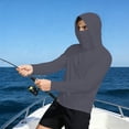 thumbnail image 1 of hlysgo Men's Sun Protection Shirt with Pockets Summer Long Sleeve Cooling Hooded Shirt for Outdoor Work Breathable Workout Hiking UV Clothing Dark Gray,XXL, 1 of 7