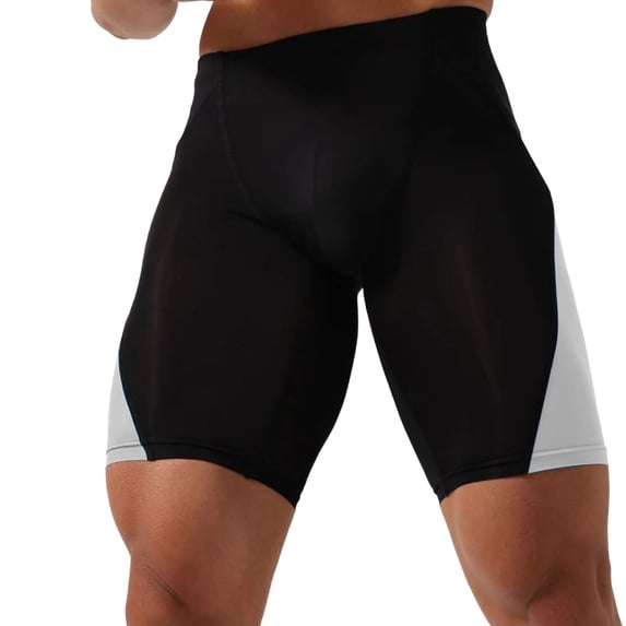 hlysgo Men's Swim Jammer UPF 50+ Quick Dry Athletic Competitive Training Swimwear Swimming Shorts with Drawstring Black,S