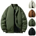 thumbnail image 1 of hlysgo Men's Winter Bomber Jacket Thermal Quilted Lined Zip up Puffy Coats Warm Solid Color Work Jacket Casual Insulated Puffer Coat Army Green XXXL, 1 of 7
