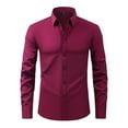 thumbnail image 1 of hlysgo Men's Wrinkle Free Button Down Dress Shirts Business Casual Long Sleeve Solid Color Work Shirt Slim Fit Shirts for Wedding Party Wine XXL, 1 of 8