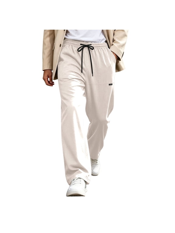 Men's Yoga Althletics Pants Open Bottom Casual Lounge Pant with Pockets Soft Comfortable Workout Gym Trousers Khaki,XS