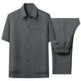 thumbnail image 1 of Jessboyy Mens 2 Piece Button Down Shirts and Pants Sets Casual Going Out Spring Outfits Solid Color Travel Vacation Set Trendy Clothing Set Dark Gray,3XL, 1 of 5