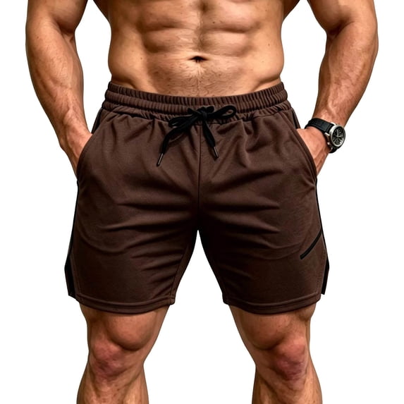 hlysgo Mens 5 Inch Swim Trunks Bathing Suit Quick Dry Board Shorts with Zipper Pockets Inseam Design for Men Coffee,2xL