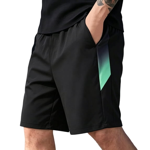 hlysgo Mens Athletic Running Shorts Loose fit Basketball Gym Workout Shorts Casual Wide Leg Breathable Short with Zippered Pockets Green,L