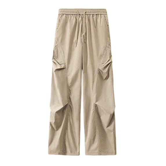 hlysgo Mens Baggy Cargo Pants Trendy Casual Parachute Pant Loose Fit Harem Joggers Streetwear with Pockets Khaki,4xL