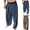 thumbnail image 1 of hlysgo Mens Baggy Dress Pants Business Casual Pleated Dress Slacks with Elastic Waistband Relaxed Fit Solid Color Suit Pants Comfy Work Trousers Blue XXL, 1 of 5