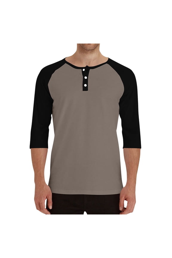 Mens Baseball Shirts Casual Stylish 3 Button up Henley Shirt Fitted Raglan 3/4 Sleeve Jersey Shirts Gym Running Workout Clothes for Men Bronze M