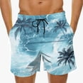 thumbnail image 1 of hlysgo Mens Beach Shorts no Liner Trendy Summer Graphic Print Swim Trunk 9 Inch Casual Vacation Swimwear Bathing Suit Short Swim Trunks Blue XXXL, 1 of 5