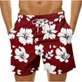 thumbnail image 1 of hlysgo Mens Beach Shorts with Pockets Quick Dry Drawstring Bathing Suits Summer Swimming Trunk Casual Stylish Floral Printed Swim Trunks Wine XXL, 1 of 5