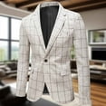 thumbnail image 1 of hlysgo Mens Blazer Business Casual One Button Sport Jacket for Men Slim Fit Striped Long Sleeve Sport Coats Dressy Work Blazers White XL, 1 of 3