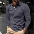thumbnail image 1 of hlysgo Mens Button up Shirts Business Casual Long Sleeve Shirt for Men Lapel Work T-shirt Lightweight Solid Color Going Out Tops Golf Shirts Dark Gray XL, 1 of 6