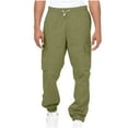 thumbnail image 1 of hlysgo Mens Cargo Pants Elastic Waist Cotton Comfort Trousers Summer Cozy Causal Loose Pant with Pockets Army Green,M, 1 of 6