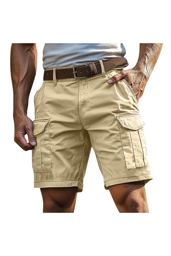 Mens Cargo Shorts Big and Tall Above Knee Short Work Loose Fit Stretch Casual Baggy Summer Shorts with Pockets Khaki,XL