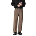 thumbnail image 1 of hlysgo Mens Causal Slack Pants Pleated Relaxed Fit Straight Leg Pant Work Business Officewear Trousers with Pockets Coffee,3xL, 1 of 6