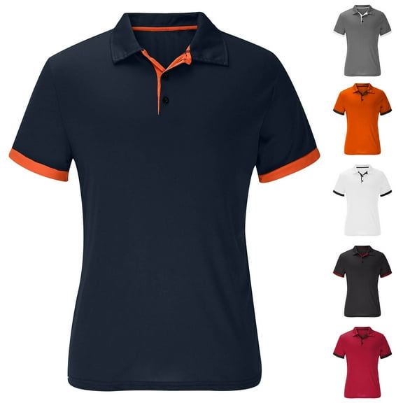 hlysgo Mens Collared Shirts Short Sleeve 3 Button up Golf Shirt Business Casual Solid Color Work Tshirt Slim Fit Breathable Summer Tops Black XXL