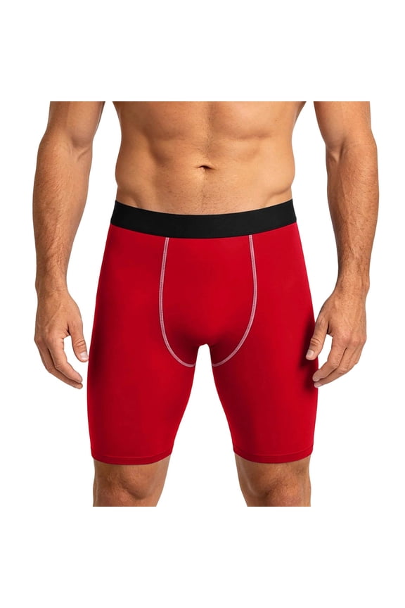 Mens Compression Shorts Performance Sport Short Athletic Underwear Workout Running Base Layer Shorts Red,S
