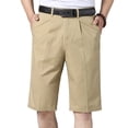 thumbnail image 1 of hlysgo Mens Cool Classic Fit Shorts Expandable Waist Short Regular and Big & Tall Sizes Business Officewear Short with Pockets Khaki,S, 1 of 4