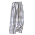 thumbnail image 1 of hlysgo Mens Cotton Pajama Pants with Pockets Soft Plaid Lounge Pj Bottoms Lightweight Sleepwear Pjs Bottoms Comfy Sleep Pants Blue,Size M, 1 of 3