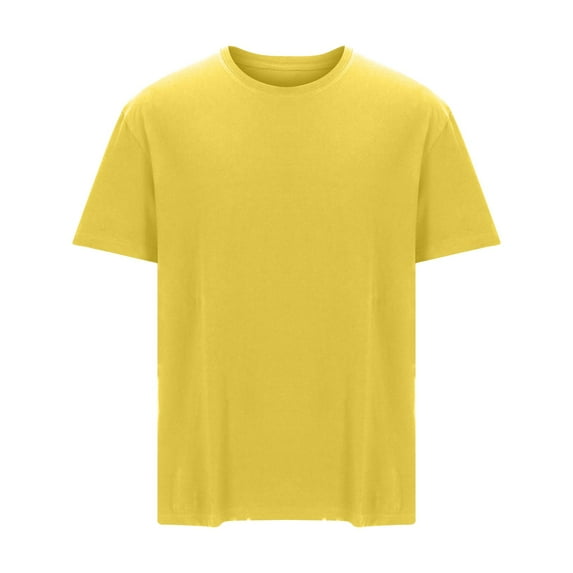 hlysgo Mens Cotton T Shirts Big and Tall Solid Color Basic Tee Casual Short Sleeve Crew Neck T Shirt Lightweight Soft Daily Wear Going Out Top Yellow L