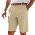 thumbnail image 1 of Jessboyy Mens Dress Shorts Elastic Waist Summer Golf Shorts with Pockets Relaxed Fit Solid Color Knee Length Casual Shorts Beige,S, 1 of 9
