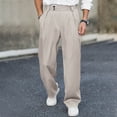 thumbnail image 1 of hlysgo Mens Dress Slacks Trendy Pleated Baggy Dress Pants for Men Regular Fit Straight Leg Suit Pants Business Causal Work Office Trousers Khaki XL, 1 of 7