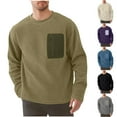 thumbnail image 1 of hlysgo Mens Fleece Long Sleeve Pullover Shirts Warm Solid Color Crewneck Sweatshirts with Pockets Trendy Fall Winter Going Out Clothes Green XXL, 1 of 5
