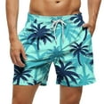 thumbnail image 1 of hlysgo Mens Hawaiian Swim Shorts Trendy Palm Tree Printed Board Shorts no Liner Summer Travel Swim Trunks Quick Dry Bathing Suits Light Blue M, 1 of 6