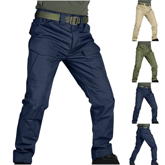 hlysgo Mens Hiking Pants Straight Fit Stretch Trouser Water Resistant Outdoor Workout Pant with Multi Pockets Navy,3XL