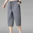 thumbnail image 1 of hlysgo Mens Long Short Pant Elastic Drawstring Waist Wide Leg Pant Summer Beach Trousers with Pockets Dark Gray,2xL, 1 of 4
