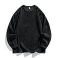 thumbnail image 1 of hlysgo Mens Long Sleeve T Shirts Soft Crewneck Solid Color Velvet Tops Comfy Pullover Going out Top Casual Men's Fall Winter Basic Tees Black S, 1 of 4