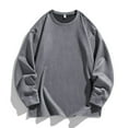 thumbnail image 1 of hlysgo Mens Long Sleeve T Shirts Soft Crewneck Solid Color Velvet Tops Comfy Pullover Going out Top Casual Men's Fall Winter Basic Tees Gray XXXL, 1 of 4