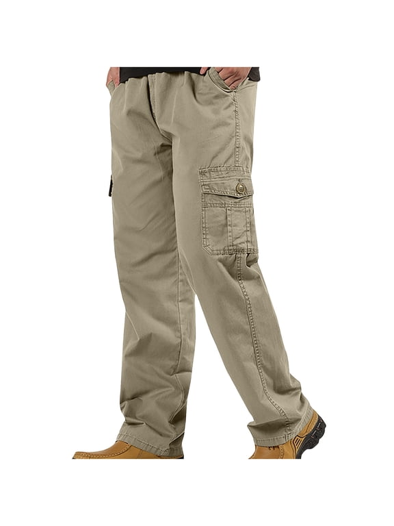 Mens Loose Cargo Pants Wide Straight Leg Elastic Waist Trousers Hiking Workout Pant with Pockets Gray,5xL
