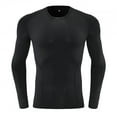 thumbnail image 1 of hlysgo Mens Muscle Shirts Fitted Stretch Long Sleeve Crewneck Running Shirt Breathable Solid Color Gym Workout Clothes Casual Basic Tee Black M, 1 of 2