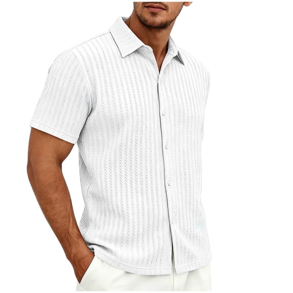 hlysgo Mens Old Money Shirts Short Sleeve Cardigan Button Down Shirts Summer Casual Beach Textured Vacation Tops White,3xL