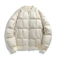 thumbnail image 1 of hlysgo Mens Plus Size Bomber Jackets Fall Winter Zip up Quilted Puffer Jacket Warm Insulated Padded Coats Thicken Snow Outdoor Down Outerwear White L, 1 of 7