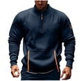 thumbnail image 1 of hlysgo Mens Quarter Zip Sweatshirt Long Sleeve Fleece Pullover Tops Casual Big and Tall Golf Shirts with Pocket Navy,M, 1 of 4
