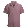 thumbnail image 1 of hlysgo Mens Short Sleeve Button up Shirts Textured Pleated Button Down Shirts for Men Business Casual Tops Summer Going Out Work Shirt Pink XL, 1 of 5