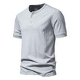 thumbnail image 1 of hlysgo Mens Short Sleeve Henley Shirts Classic Fit Solid Color Cotton Basic Tee Casual 3 Button Shirt for Work Summer Going Out Tops Gray XXL, 1 of 2