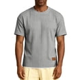 thumbnail image 1 of hlysgo Mens Short Sleeve T-Shirts Casual Knit Texture Crewneck Pocket Tee Tops Loose Fit Summer Shirt Gray,XL, 1 of 6